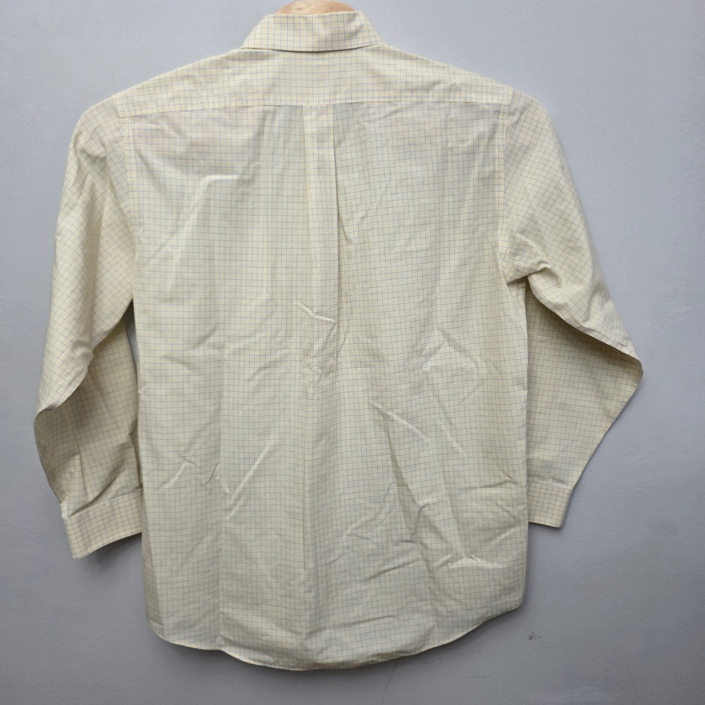 Brooks Brothers 346 Mens Yellow Blue Micro Check Non-Iron Shirt 16.5 34/35 - Picture 5 of 7